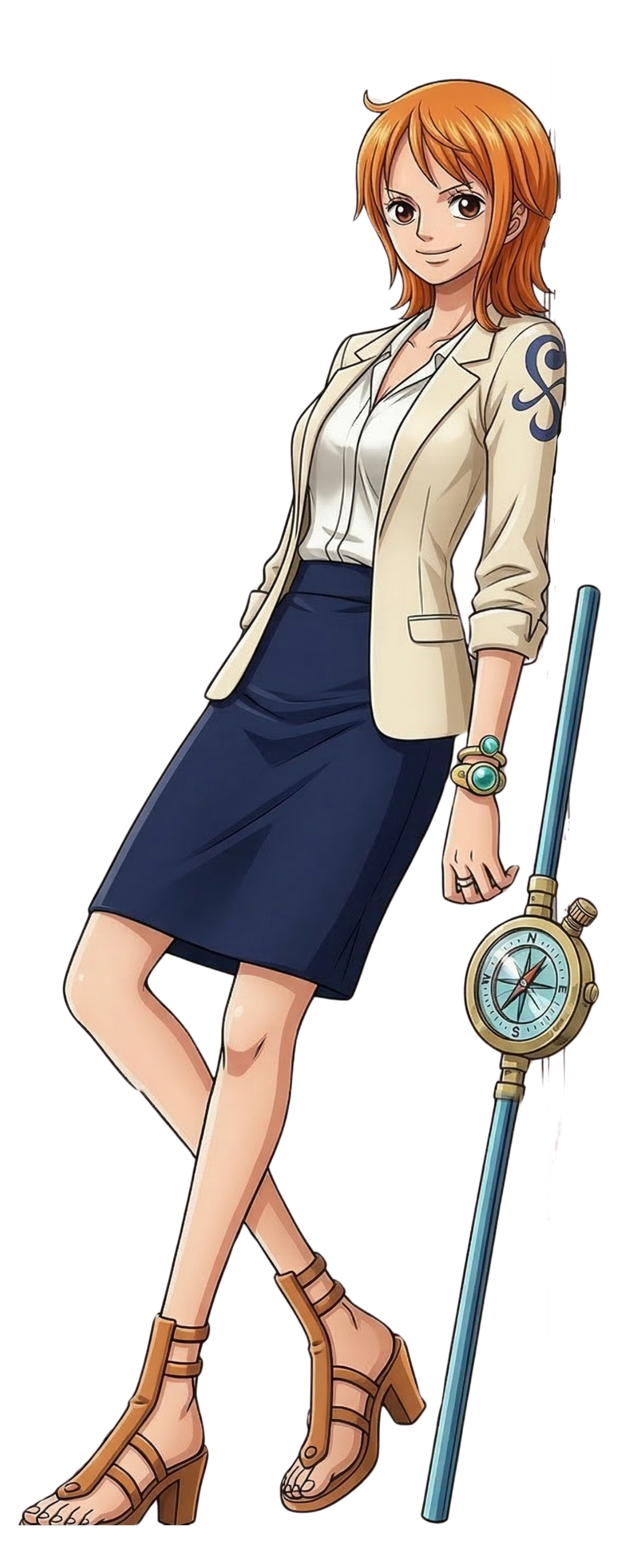 Nami leaning on timeline